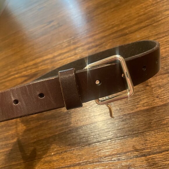 DEFECTIVE Madewell Men's Belt Approx. Sz 28-30 (?) (37.5"L) Narrow Leather Brown - Picture 1 of 14